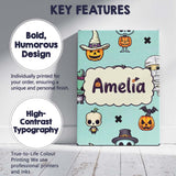 Personalised Name Cute Halloween Characters Custom  Bespoke Interior Contemporary Canvas Wall Art Print Decor Picture Ready to Hang