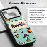 Cute Halloween Characters Mummy Frankenstein Bat Custom Name Protective Phone Case Mobile Cover Durable Everyday Smartphone Shock Resistant