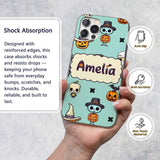 Cute Halloween Characters Mummy Frankenstein Bat Custom Name Protective Phone Case Mobile Cover Durable Everyday Smartphone Shock Resistant