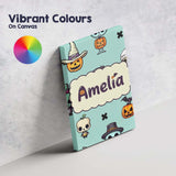 Personalised Name Cute Halloween Characters Custom  Bespoke Interior Contemporary Canvas Wall Art Print Decor Picture Ready to Hang