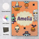 Personalised Name Cute Halloween Characters Custom  Bespoke Interior Contemporary Canvas Wall Art Print Decor Picture Ready to Hang