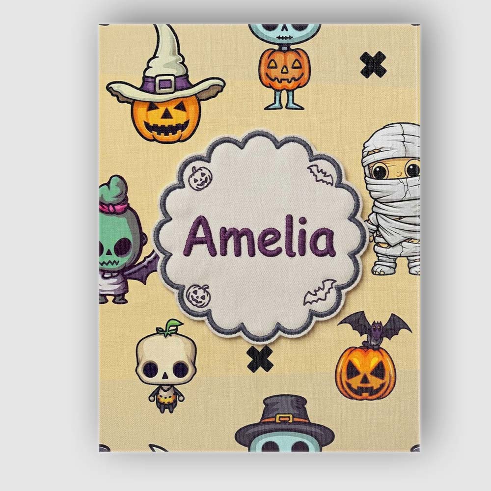 Personalised Name Cute Halloween Characters Custom  Bespoke Interior Contemporary Canvas Wall Art Print Decor Picture Ready to Hang