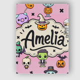 Personalised Name Cute Halloween Characters Custom  Bespoke Interior Contemporary Canvas Wall Art Print Decor Picture Ready to Hang