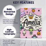 Personalised Name Cute Halloween Characters Custom  Bespoke Interior Contemporary Canvas Wall Art Print Decor Picture Ready to Hang