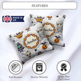 Custom Name Cute Halloween Frankenstein Mummy Character Seamless Square Filled Cushion Throw Pillow Sofa Bed Home Decor Zip Washable UK Made