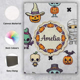 Personalised Name Cute Halloween Frankenstein Custom Unique Gift Idea Modern Room Accent Canvas Wall Art Print Decor Picture Ready to Hang