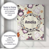 Personalised Name Cute Kawaii Ghost Bat Custom  Modern Room Accent Elegant Feature Canvas Wall Art Print Decor Picture Ready to Hang