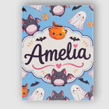 Personalised Name Cute Kawaii Ghost Bat Custom  Modern Room Accent Elegant Feature Canvas Wall Art Print Decor Picture Ready to Hang