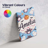 Personalised Name Cute Kawaii Ghost Bat Custom  Modern Room Accent Elegant Feature Canvas Wall Art Print Decor Picture Ready to Hang