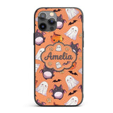 Cute Kawaii Ghost Bat Candy Pumpkin Seamless Custom Name Protective Phone Case Mobile Cover Durable Everyday Smartphone Shock Resistant