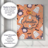 Personalised Name Cute Kawaii Ghost Bat Custom  Modern Room Accent Elegant Feature Canvas Wall Art Print Decor Picture Ready to Hang