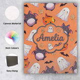 Personalised Name Cute Kawaii Ghost Bat Custom  Modern Room Accent Elegant Feature Canvas Wall Art Print Decor Picture Ready to Hang