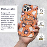 Cute Kawaii Ghost Bat Candy Pumpkin Seamless Custom Name Protective Phone Case Mobile Cover Durable Everyday Smartphone Shock Resistant