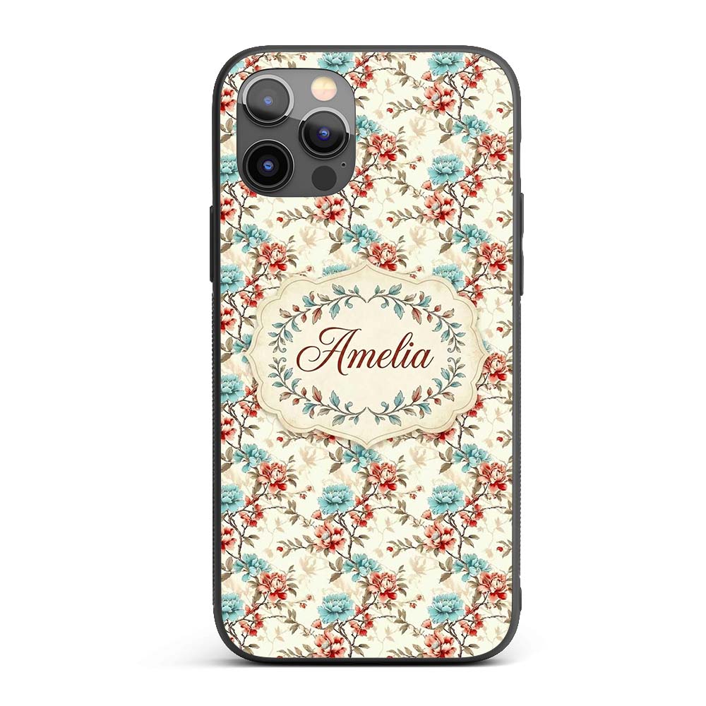 Turquoise Coral Floral Branch Artistic Seamless Custom Name Protective Phone Case Mobile Cover Durable Everyday Smartphone Shock Resistant