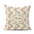 Custom Name Coral Floral Branch Artistic Seamless Pattern Lovely Square Filled Cushion Throw Pillow Sofa Bed Home Decor Zip Washable UK Made