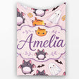 Cute Kawaii Ghost Bat Candy Pumpkin Seamless Pattern Blush Pink  Personalised Custom Name Super Soft Fleece Blanket Bed Sofa Throw