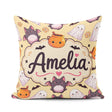 Custom Name Kawaii Ghost Bat Candy Pumpkin Seamless Pattern Soft Square Filled Cushion Throw Pillow Sofa Bed Home Decor Zip Washable UK Made