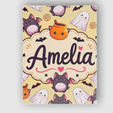 Personalised Name Cute Kawaii Ghost Bat Custom  Modern Room Accent Elegant Feature Canvas Wall Art Print Decor Picture Ready to Hang