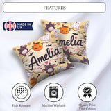 Custom Name Kawaii Ghost Bat Candy Pumpkin Seamless Pattern Soft Square Filled Cushion Throw Pillow Sofa Bed Home Decor Zip Washable UK Made