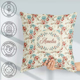Custom Name Coral Floral Branch Artistic Seamless Pattern Lovely Square Filled Cushion Throw Pillow Sofa Bed Home Decor Zip Washable UK Made