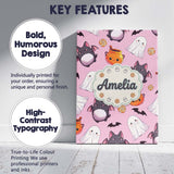 Personalised Name Cute Kawaii Ghost Bat Custom  Modern Room Accent Elegant Feature Canvas Wall Art Print Decor Picture Ready to Hang