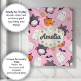 Personalised Name Cute Kawaii Ghost Bat Custom  Modern Room Accent Elegant Feature Canvas Wall Art Print Decor Picture Ready to Hang