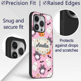 Cute Kawaii Ghost Bat Candy Pumpkin Seamless Custom Name Protective Phone Case Mobile Cover Durable Everyday Smartphone Shock Resistant