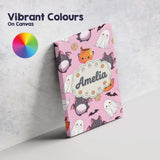 Personalised Name Cute Kawaii Ghost Bat Custom  Modern Room Accent Elegant Feature Canvas Wall Art Print Decor Picture Ready to Hang