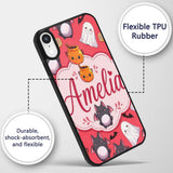 Cute Halloween Ghost Bat Candy Printed Design Custom Name Protective Phone Case Mobile Cover Durable Everyday Smartphone Shock Resistant