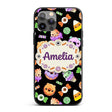 Cute Halloween Sweet Donut Ice Cream Candy Black Custom Name Protective Phone Case Mobile Cover Durable Everyday Smartphone Shock Resistant