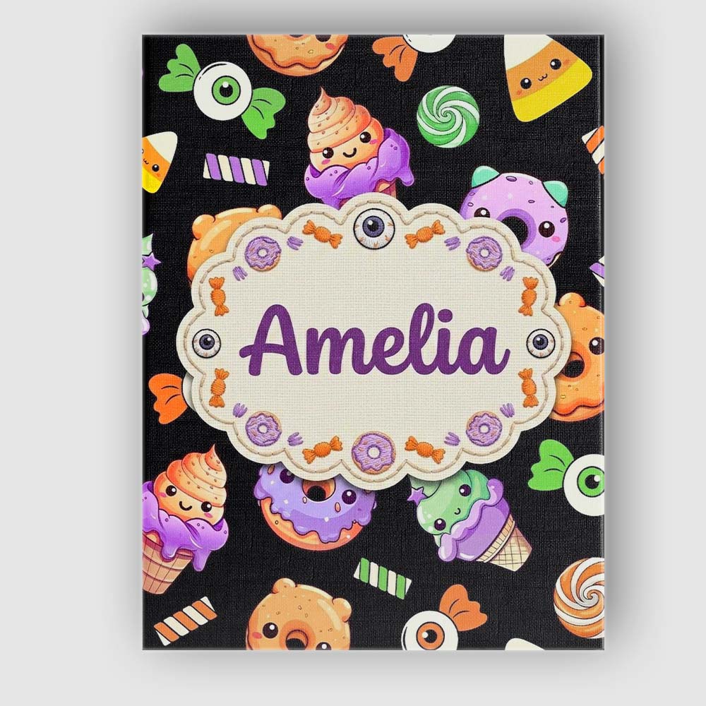 Personalised Name Cute Halloween Sweet Custom  Modern Room Accent Elegant Feature Canvas Wall Art Print Decor Picture Ready to Hang