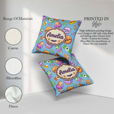Custom Name Sweet Donut Ice Cream Candy Blue Background Seamless Square Filled Cushion Throw Pillow Sofa Bed Home Decor Zip Washable UK Made