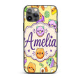 Cute Halloween Sweet Donut Ice Cream Candy Yellow Custom Name Protective Phone Case Mobile Cover Durable Everyday Smartphone Shock Resistant