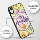 Cute Halloween Sweet Donut Ice Cream Candy Yellow Custom Name Protective Phone Case Mobile Cover Durable Everyday Smartphone Shock Resistant