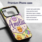 Cute Halloween Sweet Donut Ice Cream Candy Yellow Custom Name Protective Phone Case Mobile Cover Durable Everyday Smartphone Shock Resistant
