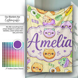 Cute Halloween Sweet Donut Ice Cream Candy Yellow Background  Personalised Custom Name Super Soft Fleece Blanket Bed Sofa Throw