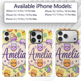 Cute Halloween Sweet Donut Ice Cream Candy Yellow Custom Name Protective Phone Case Mobile Cover Durable Everyday Smartphone Shock Resistant