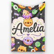 Cute Halloween Sweet Donut Ice Cream Candy Grey Background Seamless  Personalised Custom Name Super Soft Fleece Blanket Bed Sofa Throw