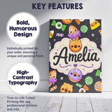 Personalised Name Cute Halloween Sweet Custom  Modern Room Accent Elegant Feature Canvas Wall Art Print Decor Picture Ready to Hang