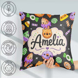 Custom Name Sweet Donut Ice Cream Candy Grey Background Seamless Square Filled Cushion Throw Pillow Sofa Bed Home Decor Zip Washable UK Made