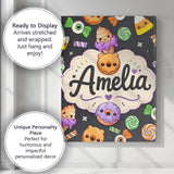 Personalised Name Cute Halloween Sweet Custom  Modern Room Accent Elegant Feature Canvas Wall Art Print Decor Picture Ready to Hang