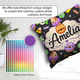Custom Name Sweet Donut Ice Cream Candy Grey Background Seamless Square Filled Cushion Throw Pillow Sofa Bed Home Decor Zip Washable UK Made