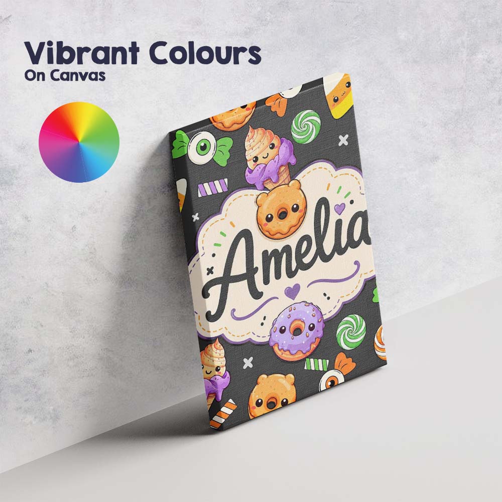 Personalised Name Cute Halloween Sweet Custom  Modern Room Accent Elegant Feature Canvas Wall Art Print Decor Picture Ready to Hang