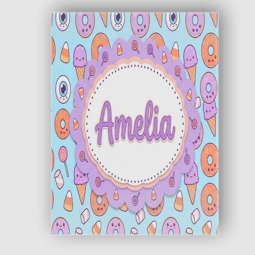 Personalised Name Cute Halloween Donut Custom  Modern Room Accent Elegant Feature Canvas Wall Art Print Decor Picture Ready to Hang