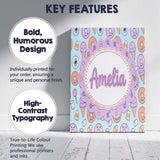 Personalised Name Cute Halloween Donut Custom  Modern Room Accent Elegant Feature Canvas Wall Art Print Decor Picture Ready to Hang
