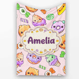 Cute Halloween Donut Candy Ice Cream Kawaii Seamless Pattern Blush  Personalised Custom Name Super Soft Fleece Blanket Bed Sofa Throw