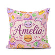 Custom Name Halloween Donut Candy Ice Cream Kawaii Seamless Pink Square Filled Cushion Throw Pillow Sofa Bed Home Decor Zip Washable UK Made