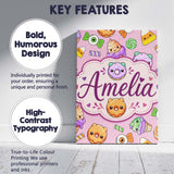 Personalised Name Cute Halloween Donut Custom  Modern Room Accent Elegant Feature Canvas Wall Art Print Decor Picture Ready to Hang