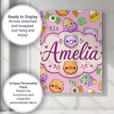 Personalised Name Cute Halloween Donut Custom  Modern Room Accent Elegant Feature Canvas Wall Art Print Decor Picture Ready to Hang