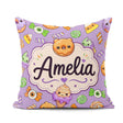 Custom Name Donut Candy Ice Cream Kawaii Seamless Pattern Purple Square Filled Cushion Throw Pillow Sofa Bed Home Decor Zip Washable UK Made